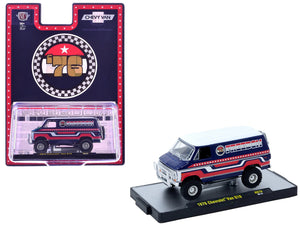 1976 Chevrolet G10 Van "Freedom '76" Dark Blue with White Top and Red and White Graphics Limited Edition to 7766 pieces 1/64 Diecast Model Car by M2 Machines