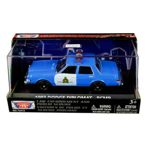 1983 Dodge Diplomat "Royal Canadian Mounted Police" (RCMP) Light Blue and White 1/43 Diecast Model Car by Motormax