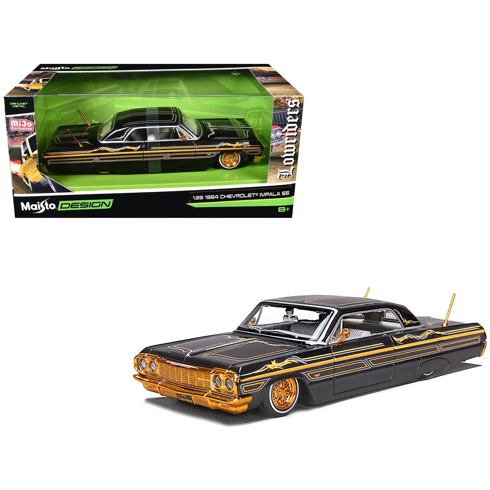 1964 Chevrolet Impala SS Lowrider Black Metallic 1/26 Diecast Model