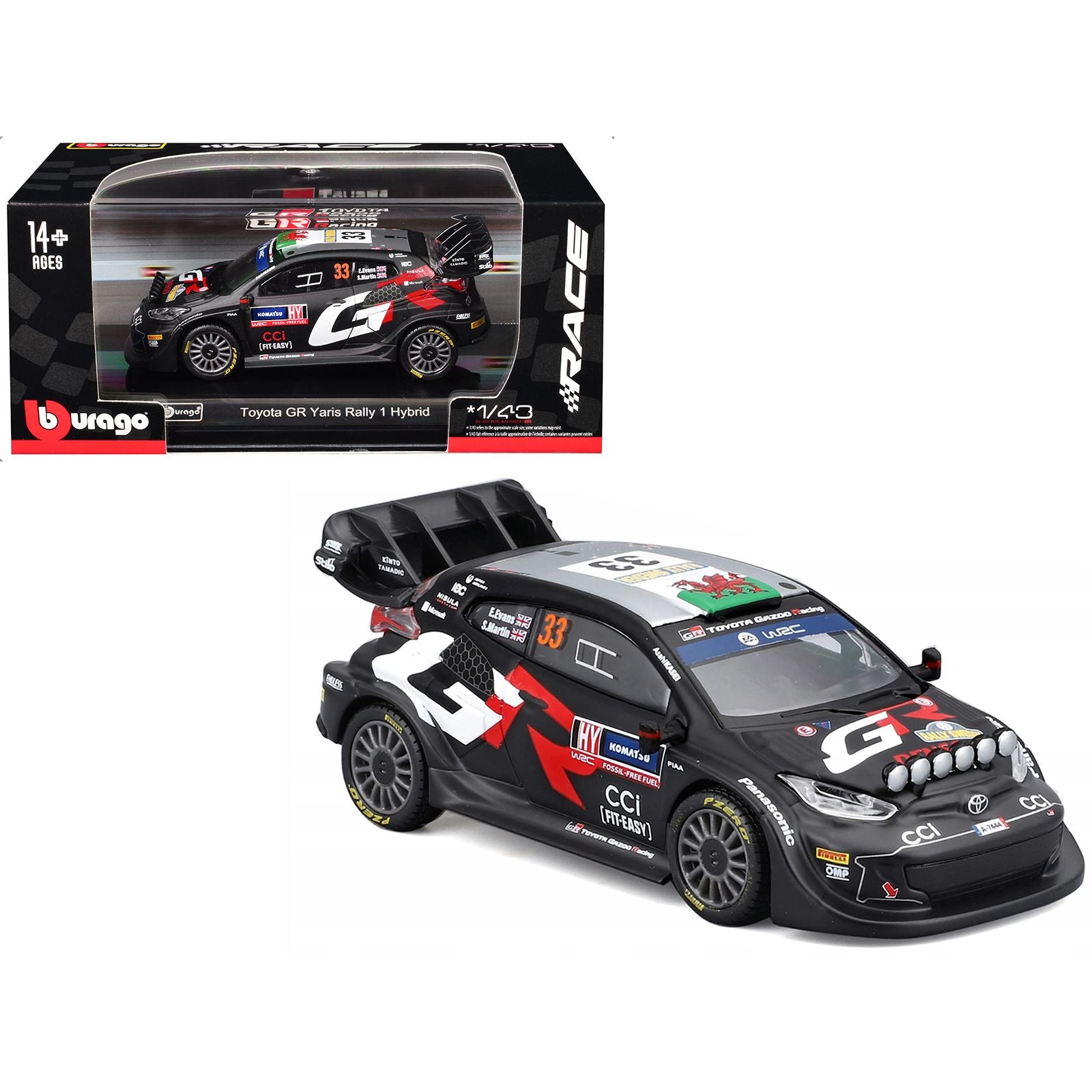ミニカー TOYOTA GAZOO Racing GR YARIS Rally 1 Toyota GR Yaris Rally1 Hybrid #33 Elfyn Evans - Scott Martin