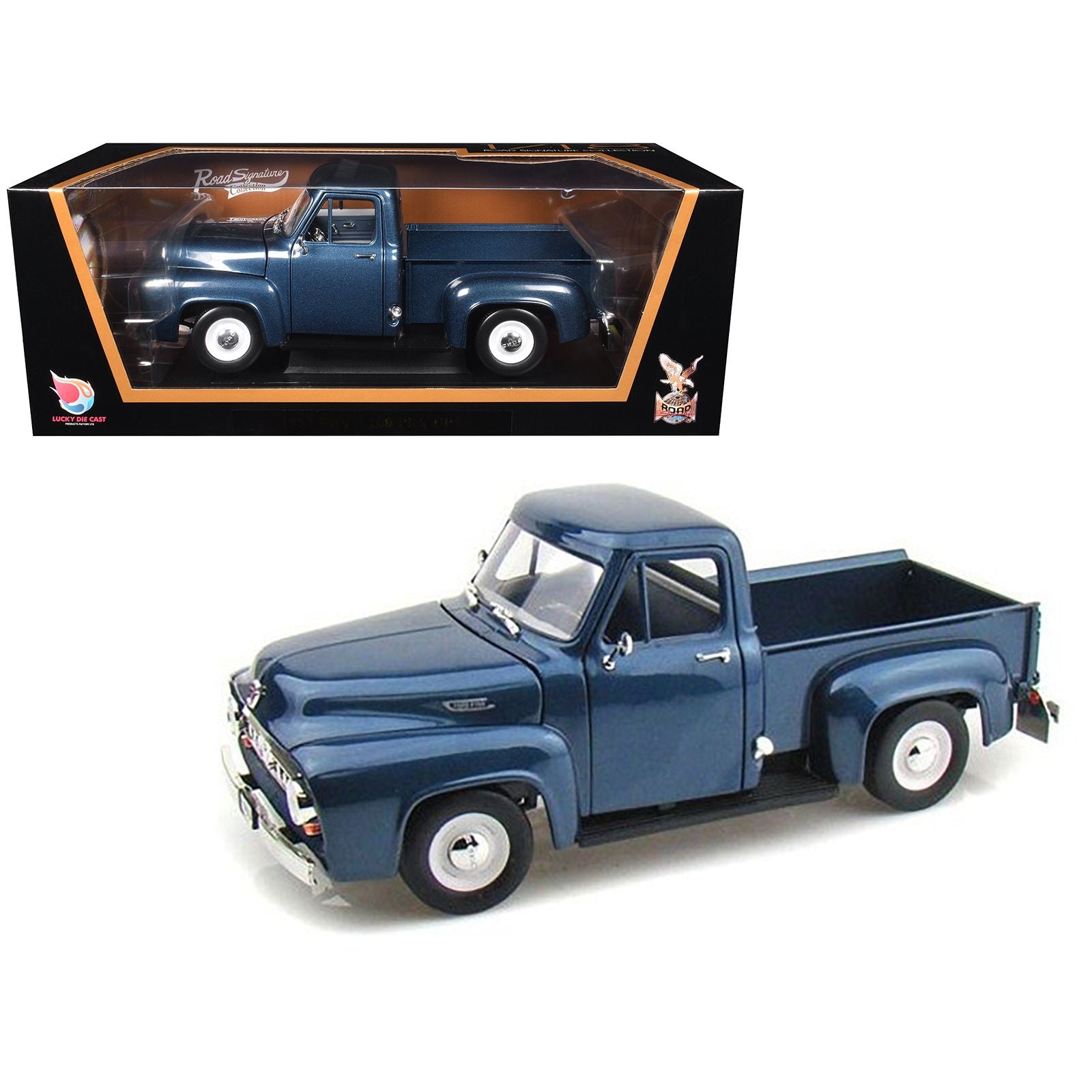 自動車 Ford 1953 F-100 Pick Up 1/18 1953 Ford F-100 Pickup Dark Blue 1/18 Diecast Car by Road Signature