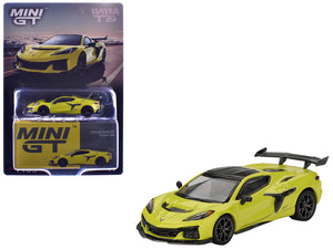 Chevrolet Corvette ZR1 Accelerate Yellow with Carbon Top Limited Edition 1/64 Diecast Model Car by Mini GT