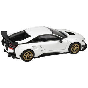 BMW i8 Liberty Walk White with Gold Wheels 1/64 Diecast Model Car by Paragon Models