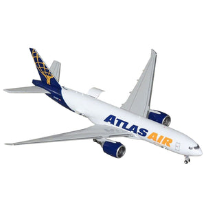 Boeing 777-200LRF Commercial Aircraft "Atlas Air" (N703GT) White with Blue Tail "Interactive Series" 1/400 Diecast Model Airplane by GeminiJets