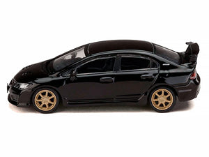 Honda Mugen Civic Type R (FD2) RHD (Right Hand Drive) Crystal Black Pearl with Gold Wheels "JDM64" Series 1/64 Diecast Model Car by Hobby Japan