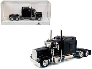 Kenworth W900L Truck Tractor with Sleeper Cab Black 1/87 (HO) Scale Plastic Model Car by HO Logistics