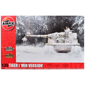 Level 3 Model Kit Tiger I "Mid Version" Tank with 2 Scheme Options 1/35 Plastic Model Kit by Airfix