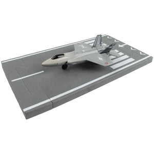 Lockheed Martin F-35 Lightning II Aircraft Gray "Joint Strike Fighter" with Runway Section Diecast Model Airplane by Runway24
