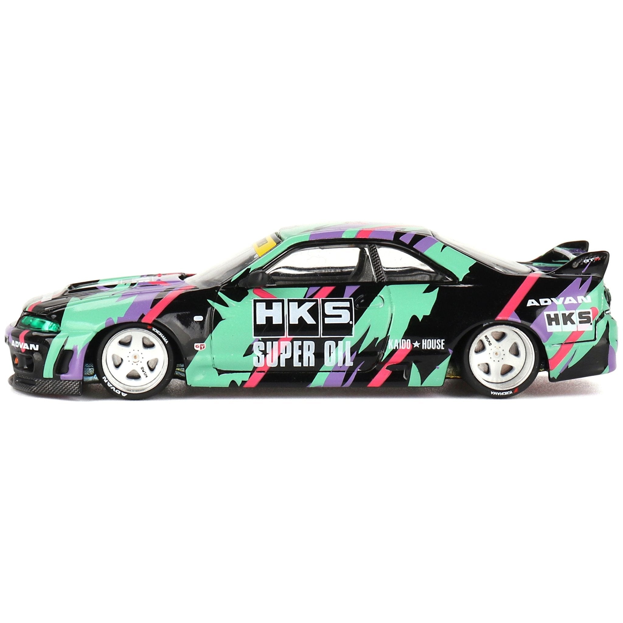 Nissan Skyline GT-R RHD Black with Graphics Special 1/64 Diecast Model