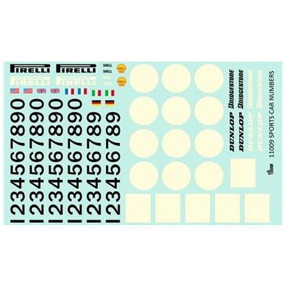 Gofer Racing 1/24 Scale Racing Sports Car Numbers Decal Sheet