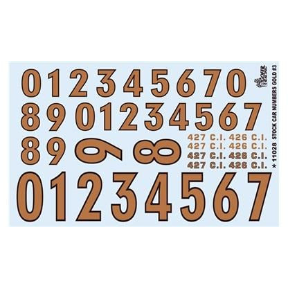 Gofer Racing 1/25 Scale Gold Numbers #3 Decal Sheet
