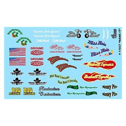Gofer Racing 1/25 Scale NAME IT Decal Sheet