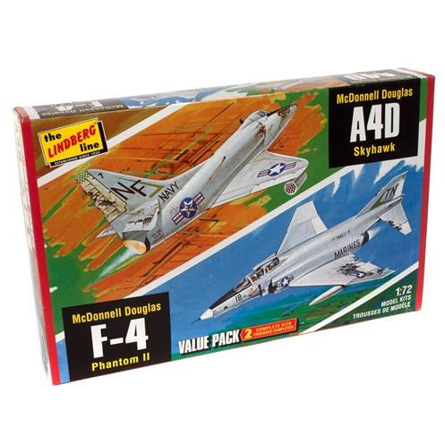 Lindberg Vietnam Era Fighters (F-4G Phantom & A4D Skyhawk) 2 Pack 1:72 Scale Model Kits