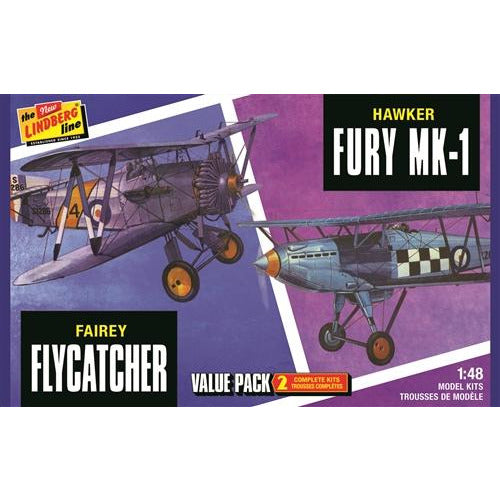 Lindberg Fairey Flycatcher & Hawker Fury 2-PACK 1:48 Scale Model Kit