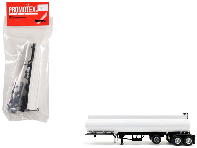 Tag-Axle Elliptical Tanker Trailer White 1/87 (HO) Plastic Model by Promotex