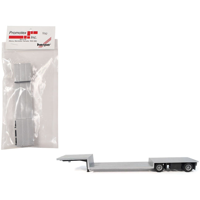 Spread Axle Double-Drop Flatbed Trailer Silver Top 1/87 (HO) Plastic Model by Promotex
