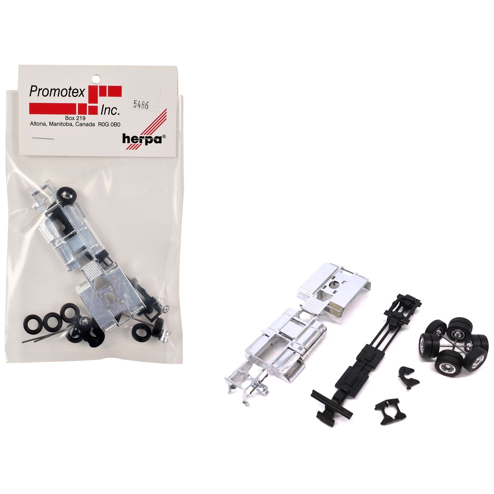 Chrome Chassis Kit for Kenworth or Peterbilt Cab 1/87 (HO) Plastic Model by Promotex
