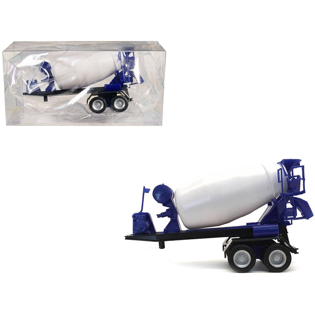 2-Axle Cement Mixer Trailer White and Blue 1/87 (HO) Plastic Model by Promotex