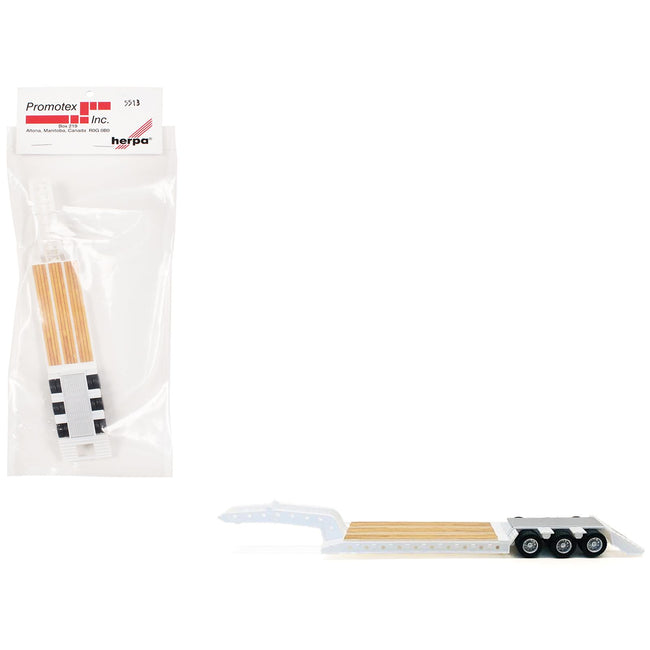 3-Axle Heavy Equipment Lowboy Trailer White 1/87 (HO) Plastic Model by Promotex