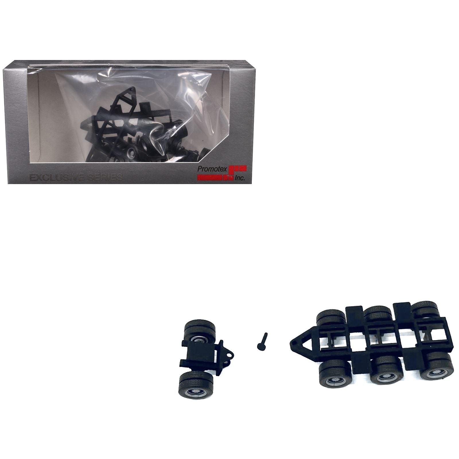 Lowboy Tri-Axle Booster with Integrated Rear Axle (2 Sets) 1/87 (HO) Plastic Model by Promotex