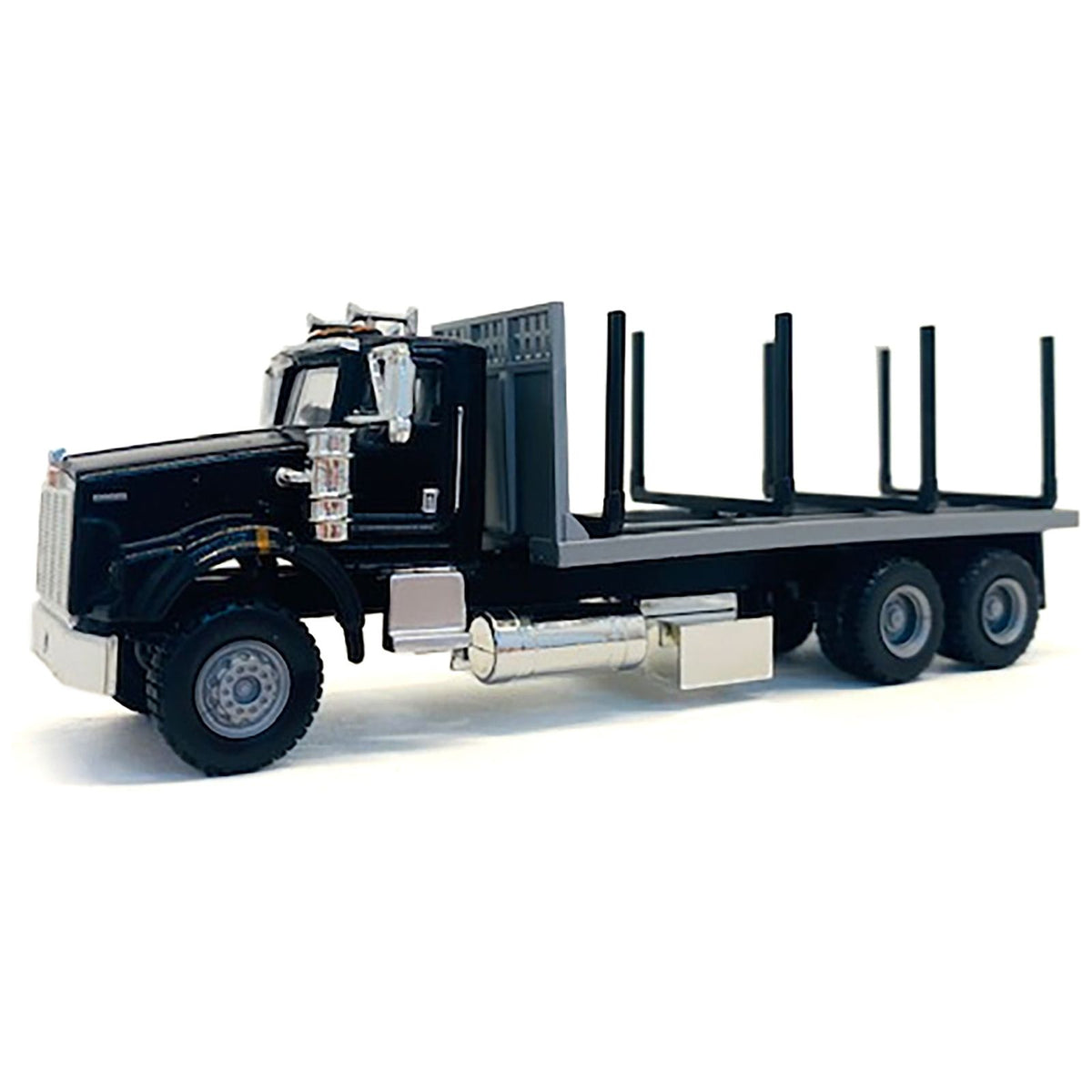 Kenworth T800 Stake Bed Truck Black 1/87 (HO) Plastic Model Car by Promotex