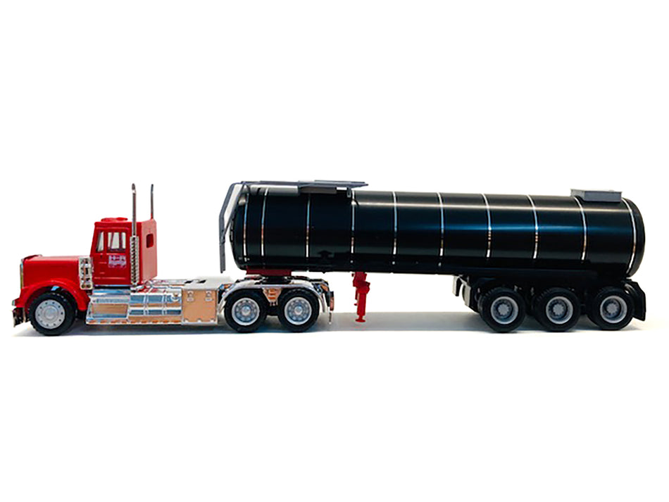 Kenworth W-900 Red with Asphalt Tanker Trailer 1/87 (HO) Plastic Model Car by Promotex