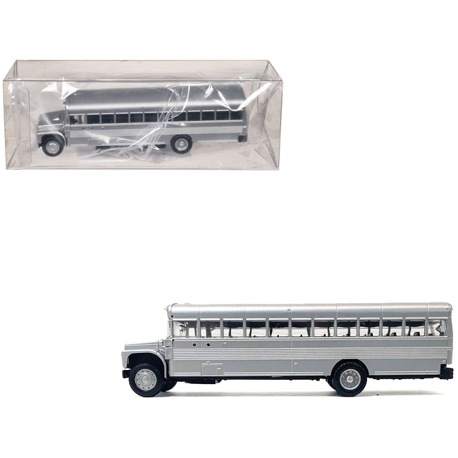 School Bus Silver Metallic 1/87 (HO) Plastic Model by Promotex