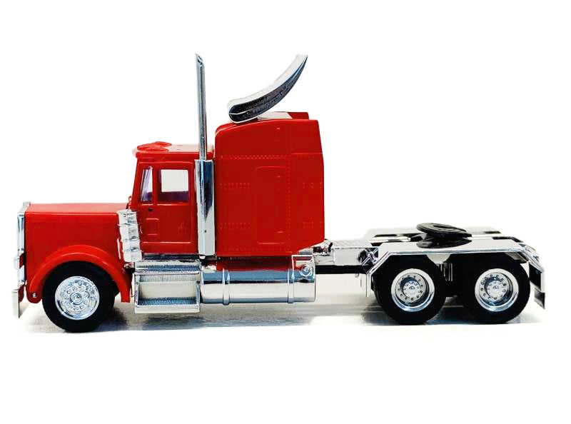 Peterbilt Sleeper Cab with Chrome Chassis Red 1/87 (HO) Plastic Model Car by Promotex