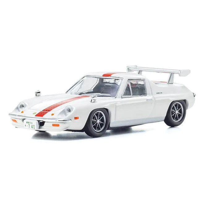 Lotus Europa RHD (Right Hand Drive) White with Red Stripe "The Circuit Wolf" Manga 1/64 Diecast Model Car by Kyosho