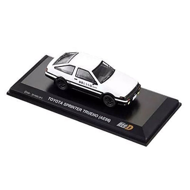 Toyota Sprinter Trueno (AE86) RHD (Right Hand Drive) White and Black with Graphics "Initial D" Manga 1/64 Diecast Model Car by Kyosho