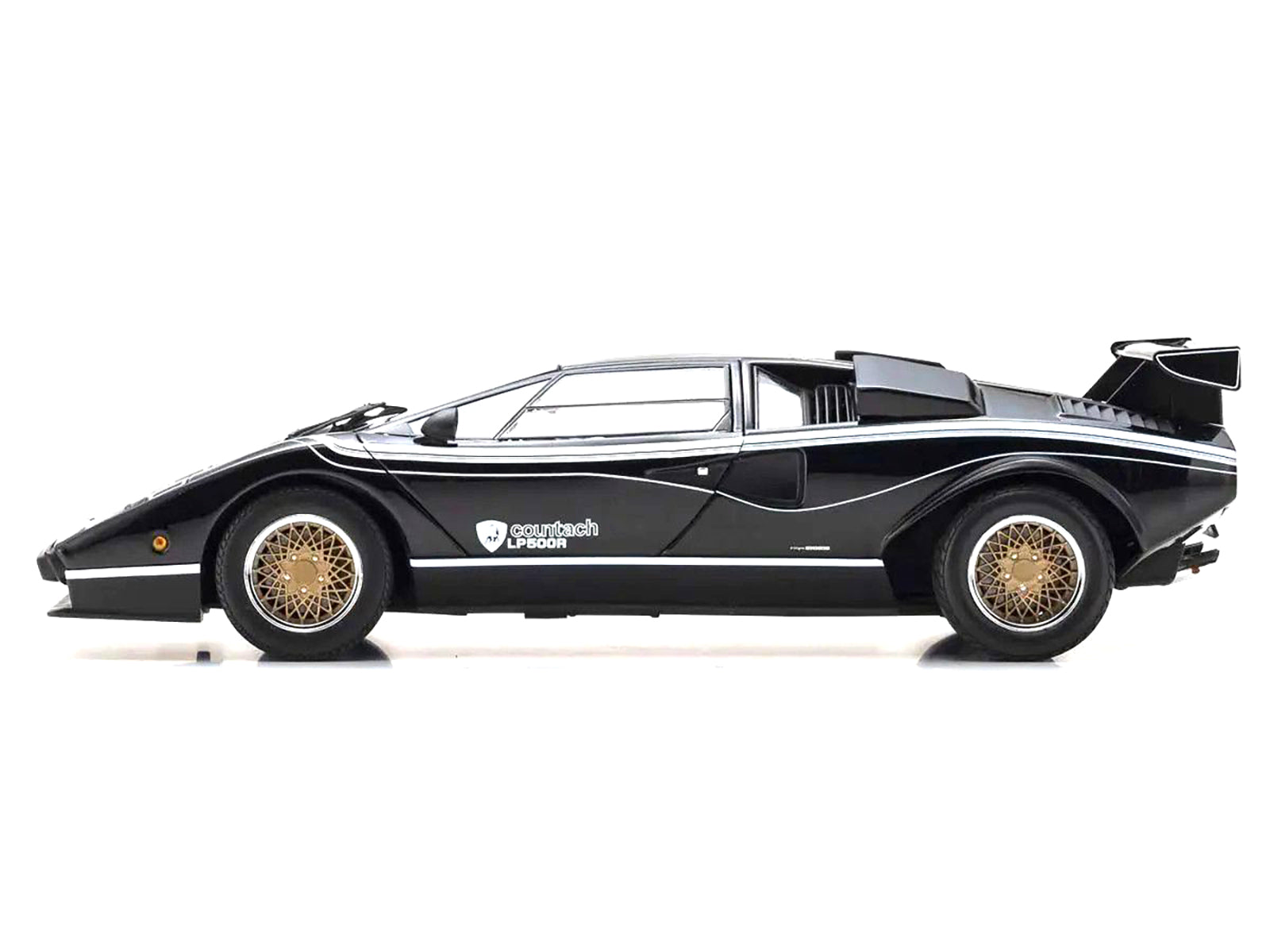 Lamborghini Countach LP 500R Black with White Interior 1/18 Diecast Model Car by Kyosho