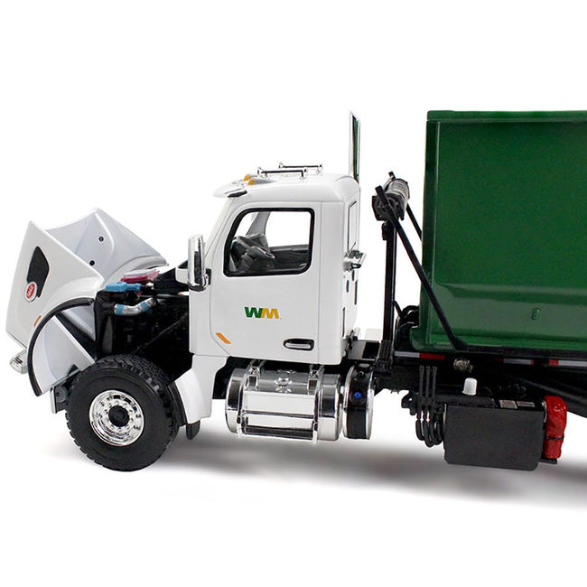 Peterbilt 567 Refuse Garbage Truck with 40 Yard Roll-Off Container "Waste Management" White and Green 1/34 Diecast Model by First Gear