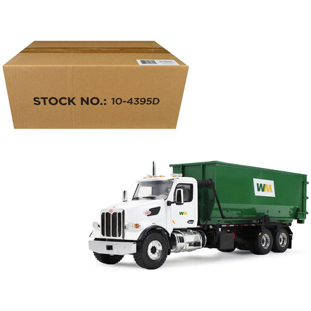 Peterbilt 567 Refuse Garbage Truck with 40 Yard Roll-Off Container "Waste Management" White and Green 1/34 Diecast Model by First Gear