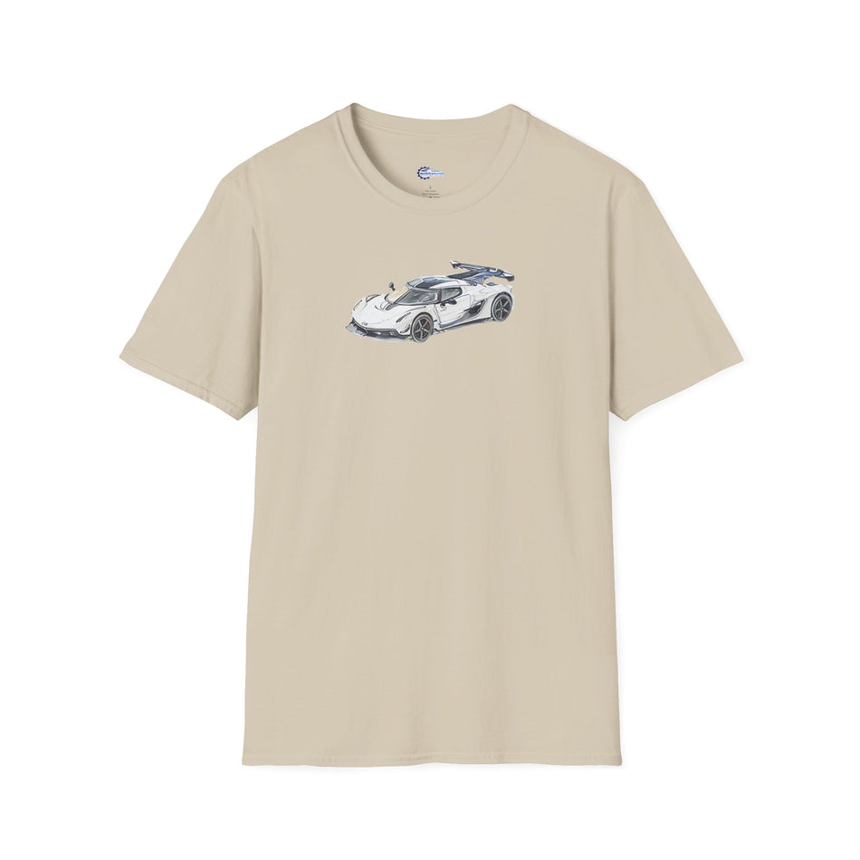 Sketch Art Koenigsegg Jesko T-Shirt, Supercar Tee, Classic with model designation