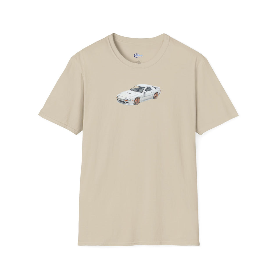 Sketch Art 1985 Mazda RX7 White T-Shirt, Vintage JDM Car