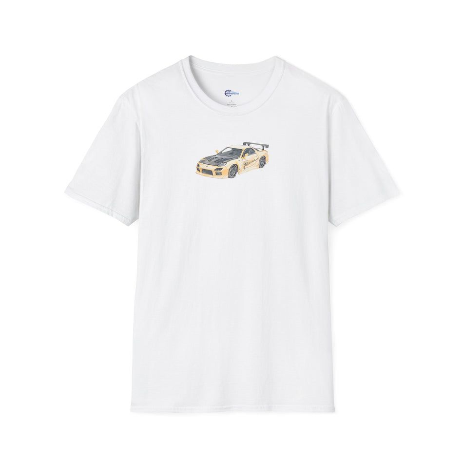 Car Enthusiast Tee, JDM Tuner Shirt, Sketch Art Mazda 1993 RX-7