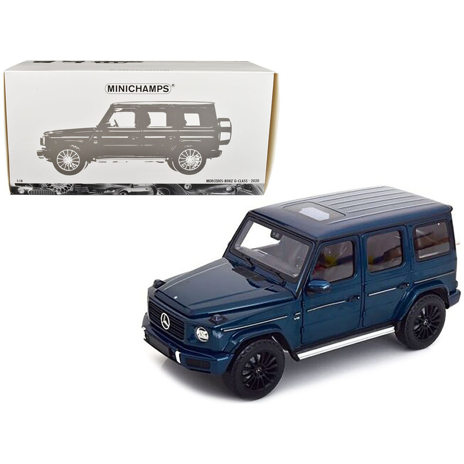 2020 Mercedes-Benz AMG G-Class Blue Metallic with Sunroof 1/18 Diecast Model Car by Minichamps