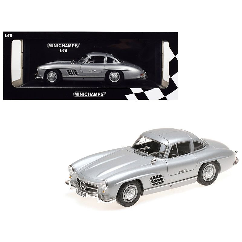 1955 Mercedes Benz 300 SL (W198) Silver Limited Edition to 600 pieces Worldwide 1/18 Diecast Model Car by Minichamps