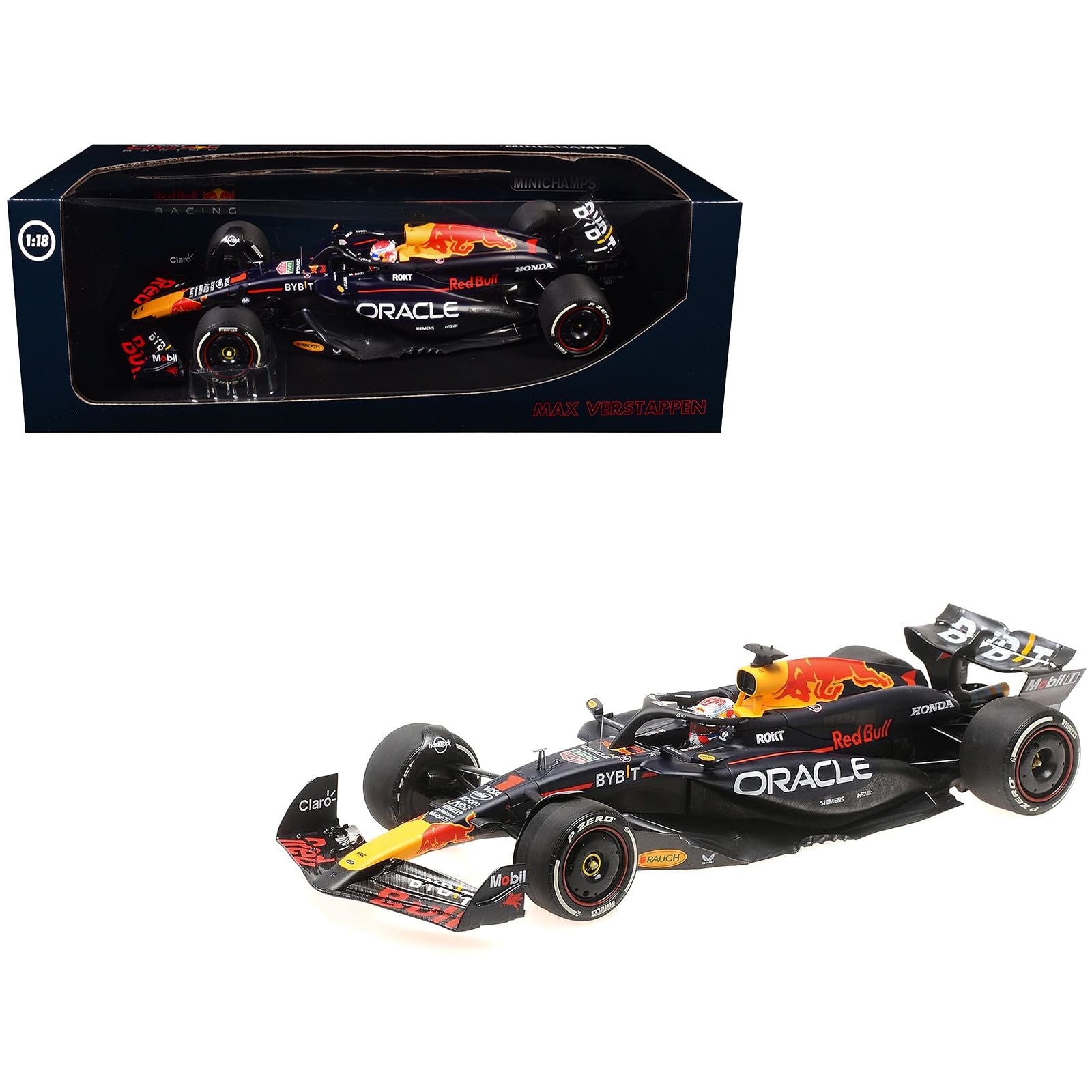 Red Bull Racing RB20 #1 Max Verstappen "Oracle" Winner F1 Formula One "Bahrain GP" (2024) with Driver Limited Edition to 580 pieces Worldwide 1/18 Diecast Model Car by Minichamps