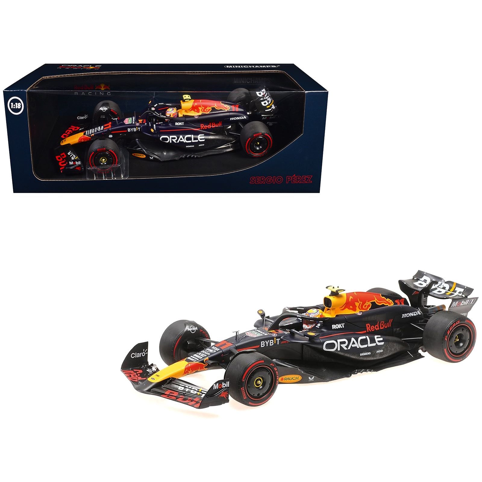 Red Bull Racing RB20 #11 Sergio Perez "Oracle" 2nd Place F1 Formula One "Bahrain GP" (2024) with Driver Limited Edition to 180 pieces Worldwide 1/18 Diecast Model Car by Minichamps