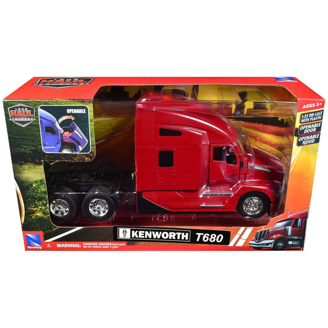 Kenworth T680 Truck Tractor Red "Long Haul Truckers" Series 1/32 Diecast Model by New Ray