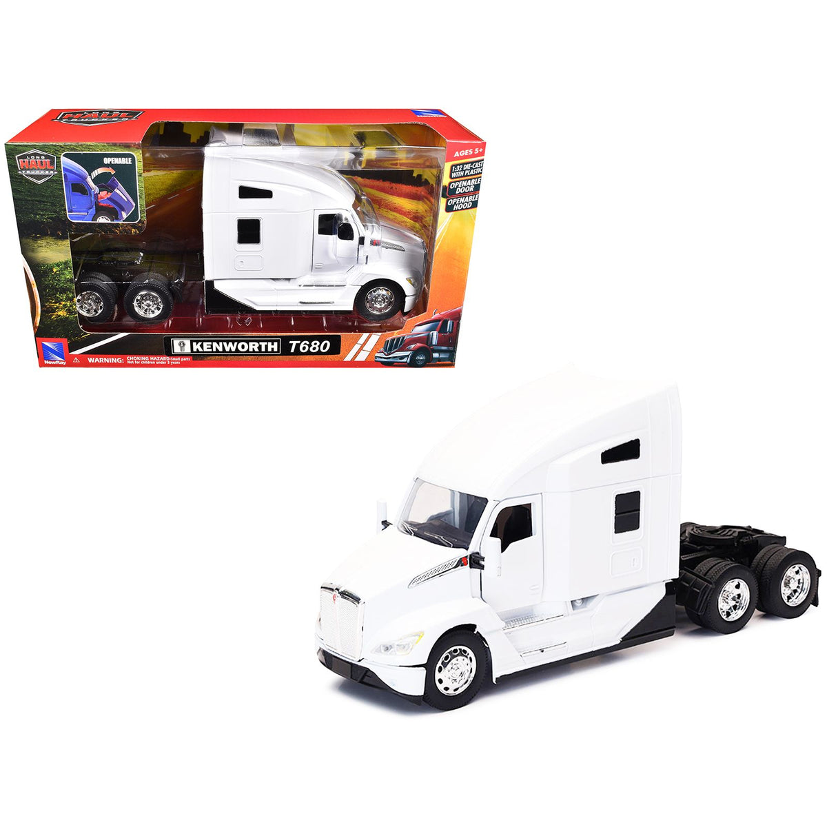 Kenworth T680 Truck Tractor White "Long Haul Truckers" Series 1/32 Diecast Model by New Ray