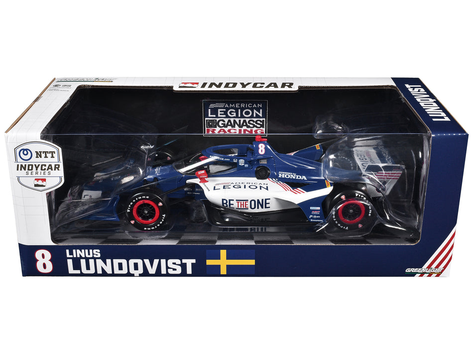 Dallara IndyCar #8 Linus Lundqvist "The American Legion" Chip Ganassi Racing (Road Course Configuration) "NTT IndyCar Series" (2024) 1/18 Diecast Model Car by Greenlight Diecast Greenlight