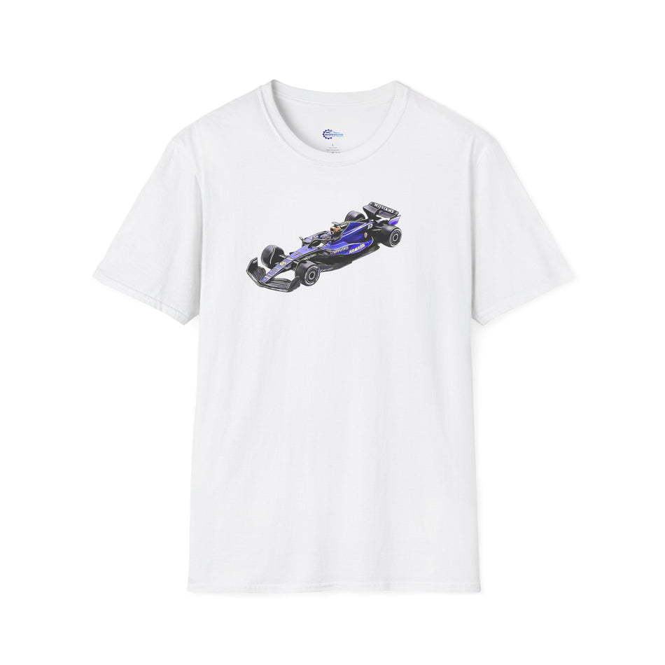 Cartoon Art Formula One Racing T-Shirt - Williams FW46 #2 Logan Sargeant 'Bahrain GP' Design