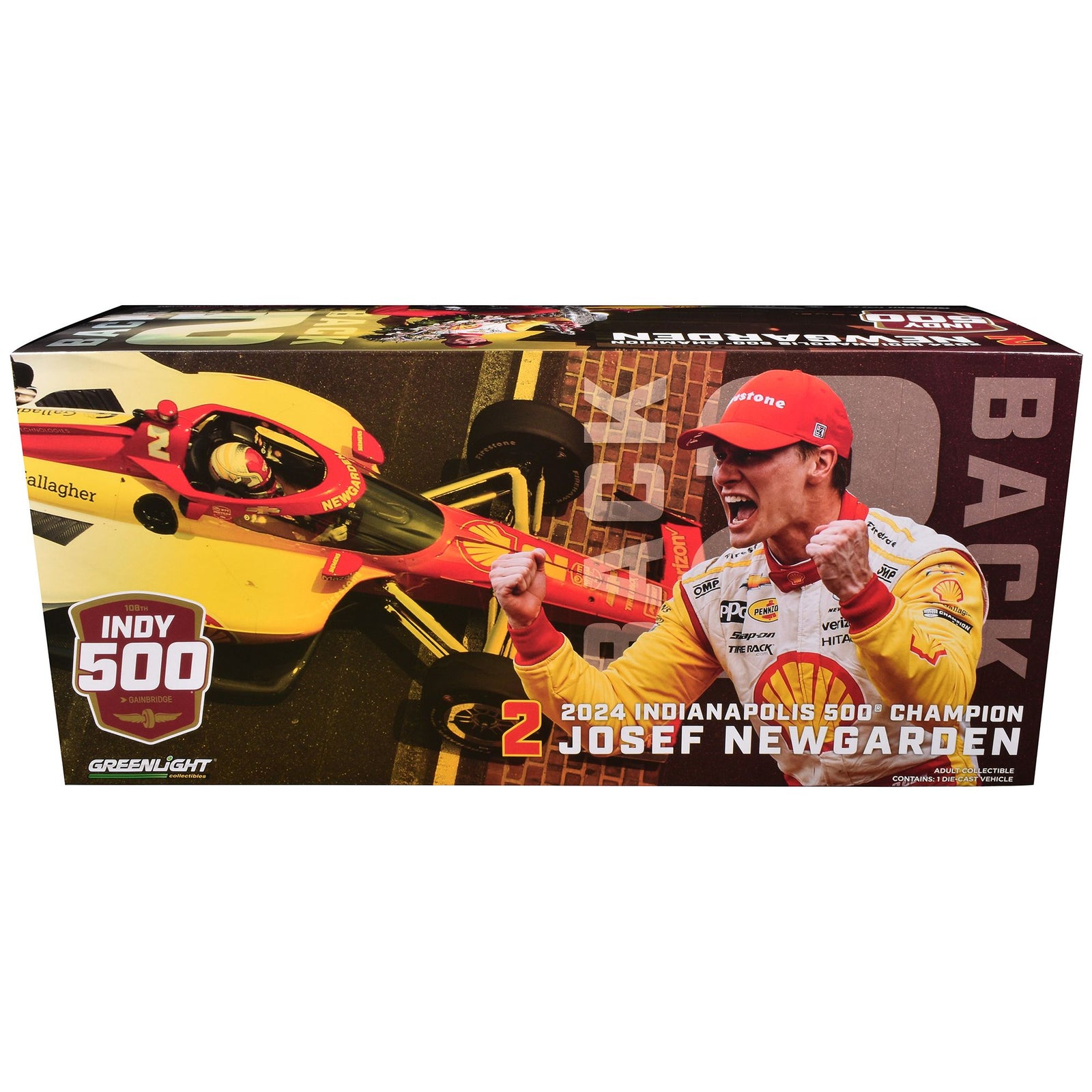 Dallara IndyCar #2 Josef Newgarden "Shell Oil" Team Penske "2024 Indianapolis 500 Champion" "NTT IndyCar Series" (2024) 1/18 Diecast Model Car by Greenlight