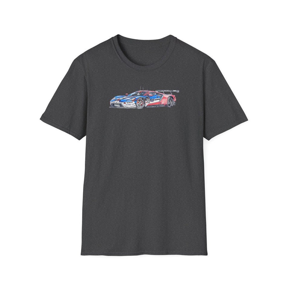 Sketch art T-Shirt - 24H of Le Mans (2019) Ford GT #68 Sebastien Bourdais - Joey Hand - Dirk Muller - Unisex