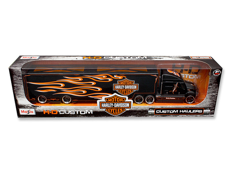 Harley Davidson Custom Hauler Trailer Black "Custom Haulers" Series 1/64 Diecast Model by Maisto