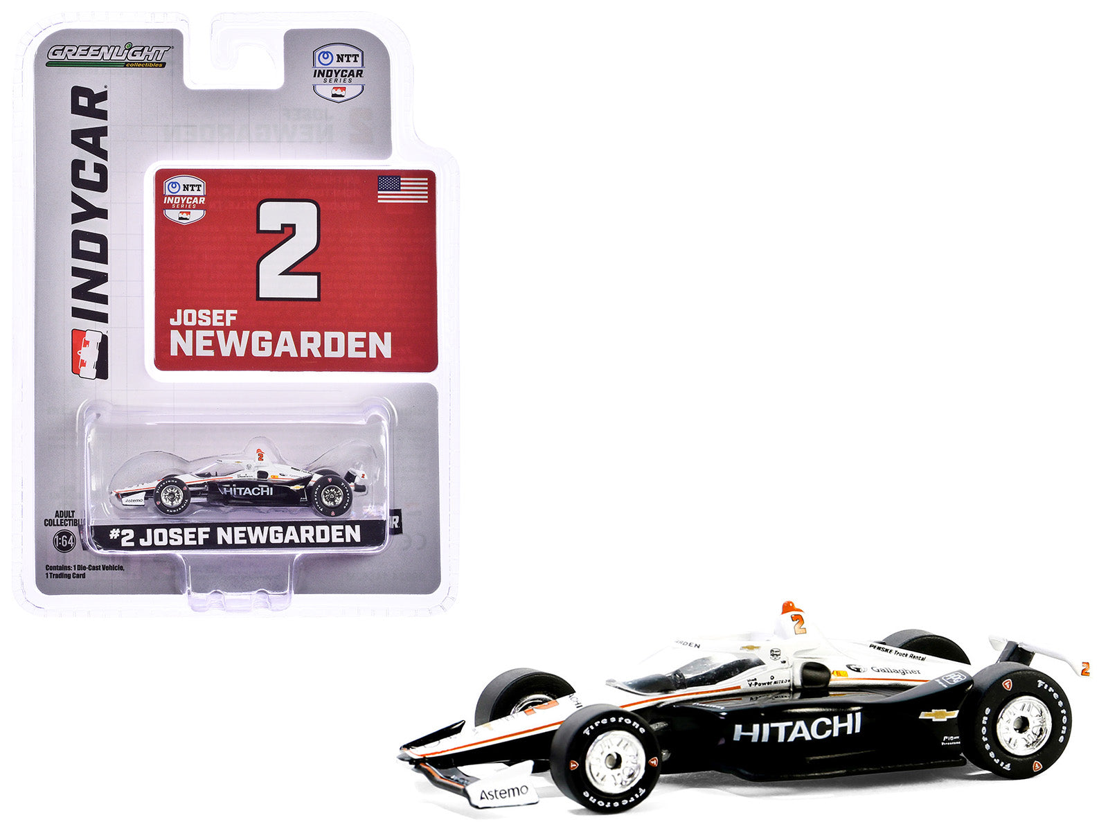 Dallara IndyCar #2 Josef Newgarden "Hitachi" Team Penske "NTT IndyCar Series" (2024) 1/64 Diecast Model Car by Greenlight