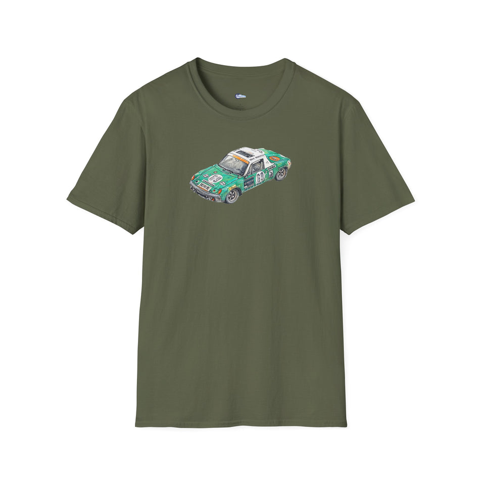 Sketch Art Vintage Porsche 914/6 #69 Gerd Quist Softstyle T-Shirt - 24 Hours of Le Mans Design