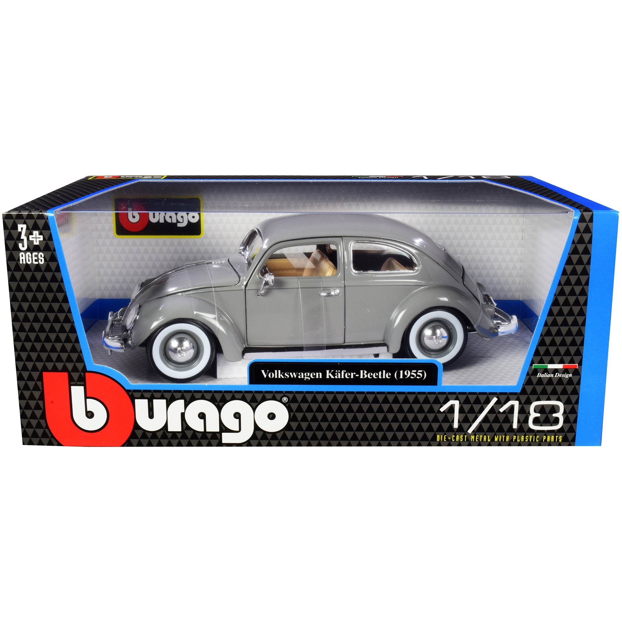 1/18 フォルクスワーゲン ビートル グレー VW BEETLE 1955 1955 Volkswagen Kafer Beetle Gray 1/18 Diecast Model Car by Bburago